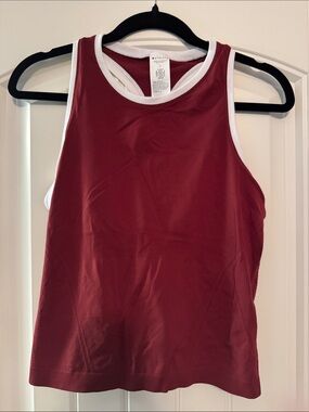 Athleta Women's Deep Red Racerback Tank with White Trim, L
